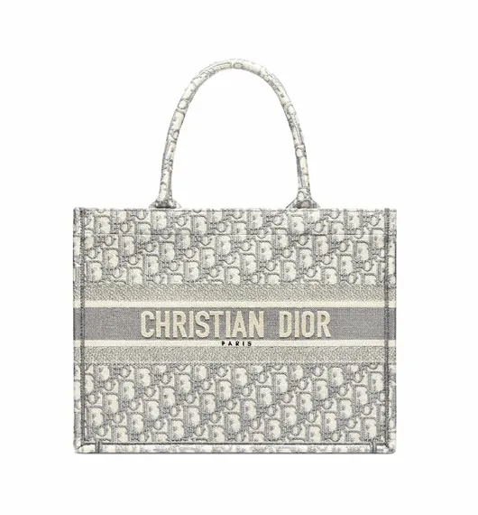 Сумка Dior Book Tote, модель маленького формата белый/серый