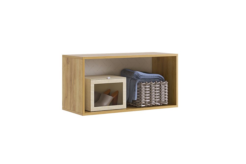 Антресоль двухдв Бери (Дуб крафт золотой/Белое дерево)