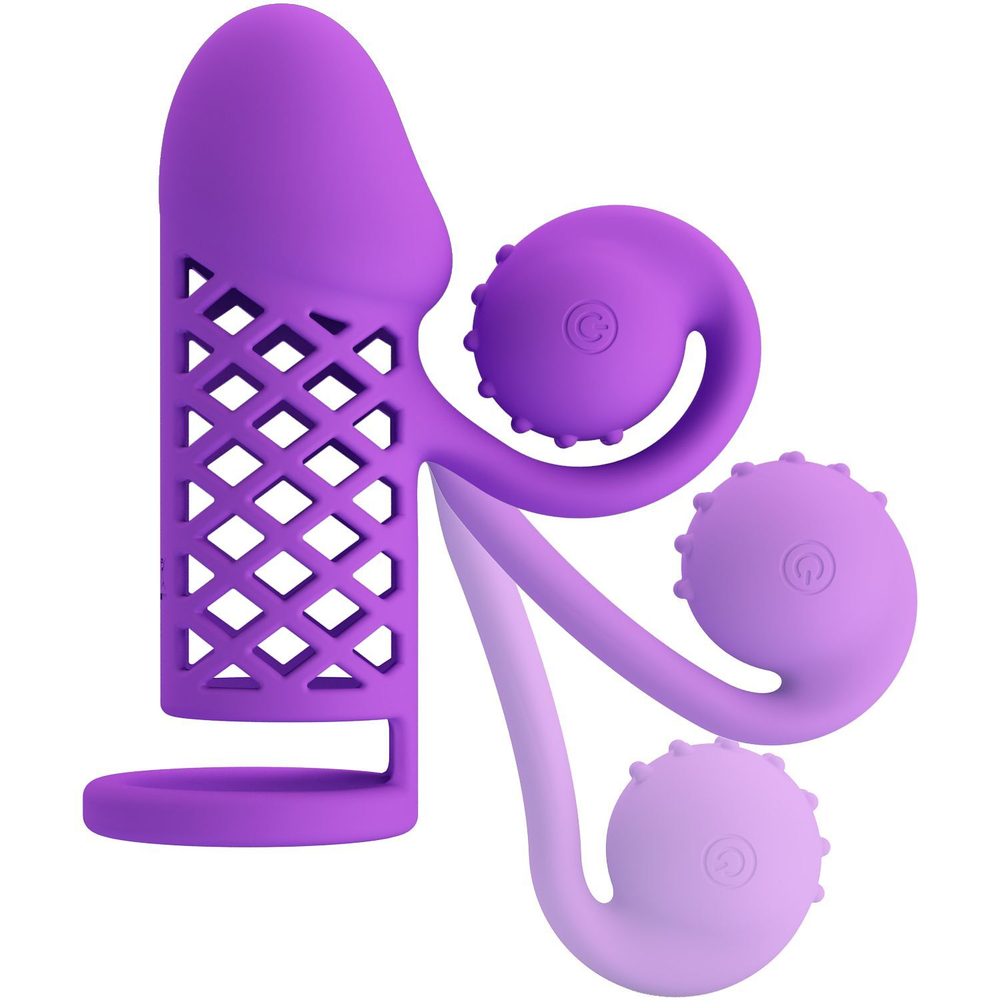 Фиолетовая вибронасадка с клиторальным отростком Harden (Цвет: фиолетовый)