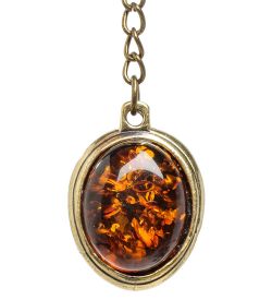 AM-1619 Брелок «Сокол» (латунь, янтарь)