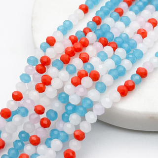 Бусины стекло, цвет микс, размер около 3*4 мм, цена за нить 38 см