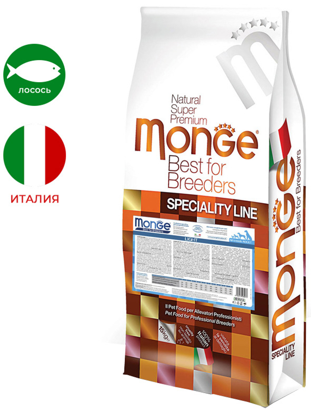 Сухой корм Light для собак с лососем и рисом 15 кг