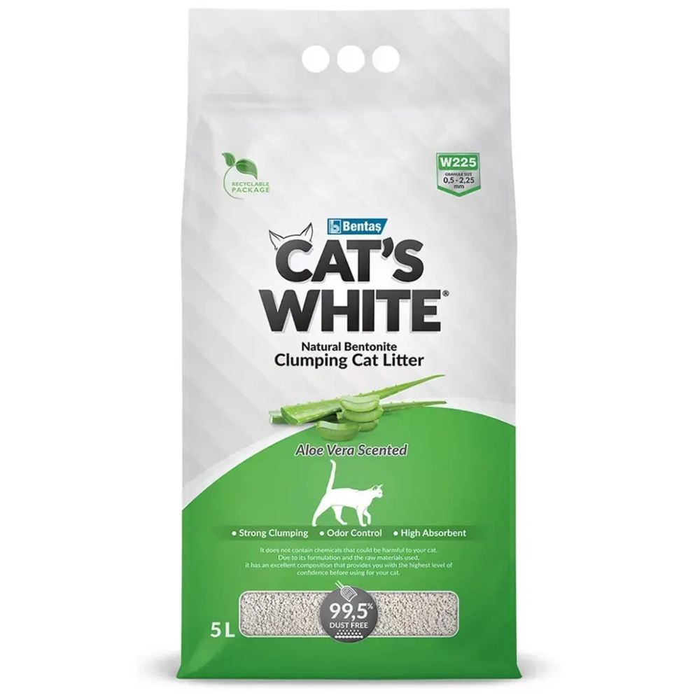 Cat's white aloe vera наполнитель комкующийся для кошачьего туалета с ароматом алоэ вера - 5 л