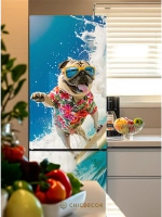 Наклейка интерьерная на холодильник мопс на сапе