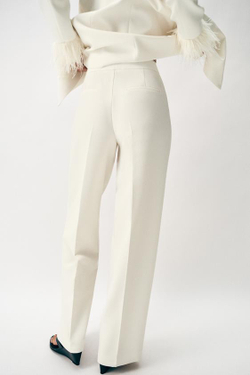 ZARA БРЮКИ ПРЯМОГО КРОЯ С ВЫСОКОЙ ПОСАДКОЙ, ЦВЕТ СЛОНОВОЙ КОСТИ