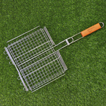 Решетка для барбекю 250*320*50см хром с деревянной ручкой