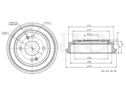 Барабан тормозной задний UNIO BRD-10017