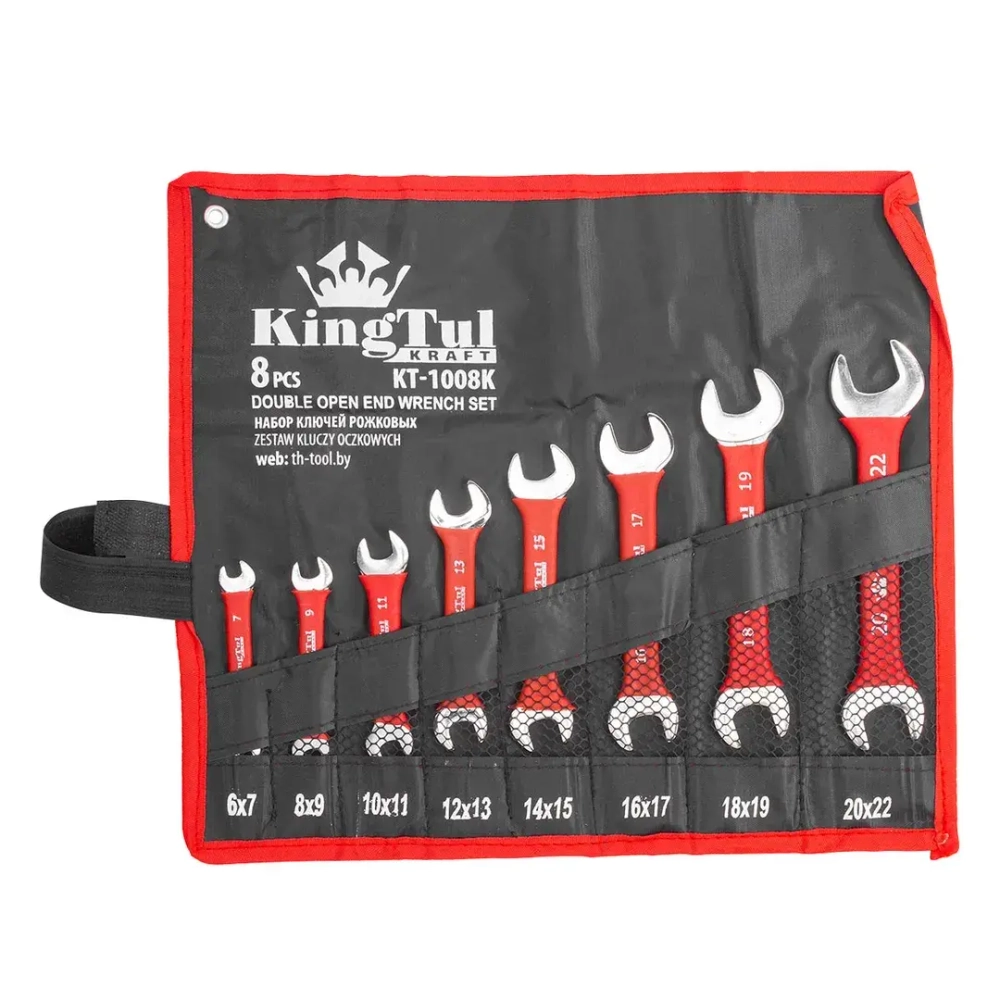 Набор ключей рожковых 8пр. (6х7-20х22мм) на полотне KingTul kraft KT-1008k(3208K)