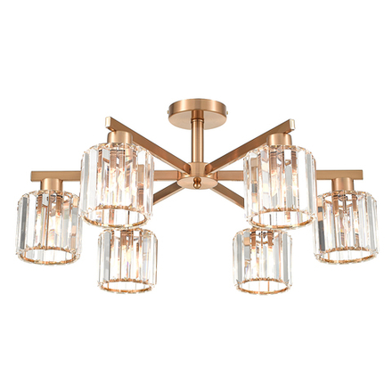 Потолочный светильник 6х60Вт E27, металл/стекло, медь