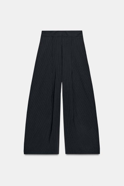 ZARA ШИРОКИЕ БРЮКИ В ПОЛОСКУ — ZW COLLECTION, ТЕМНО-СЕРЫЙ