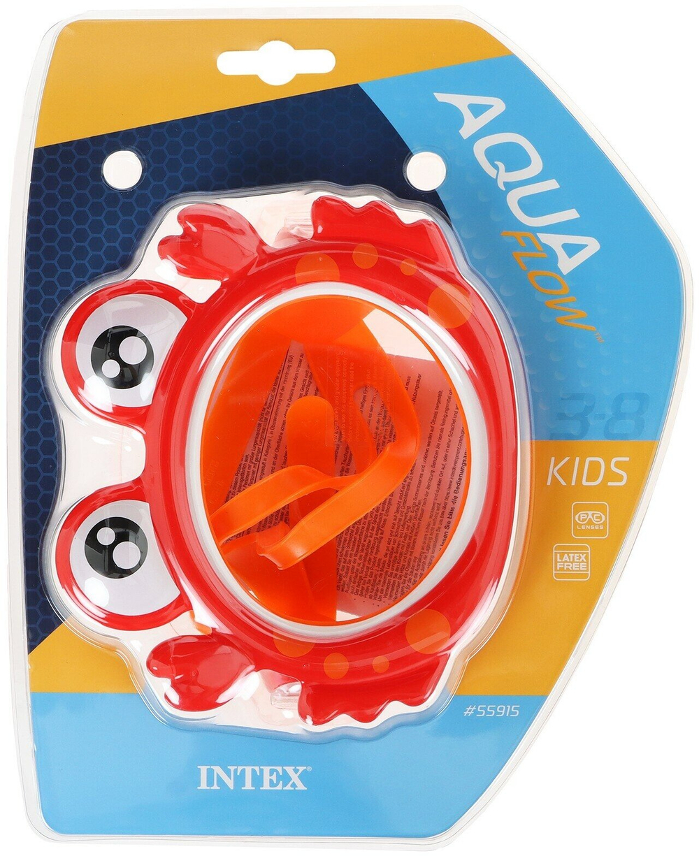 Маска для плавания детская Intex 55915 Fun Masks Краб / Очки маска для ныряния Крабик в бассейн и море Интекс 3-8 лет