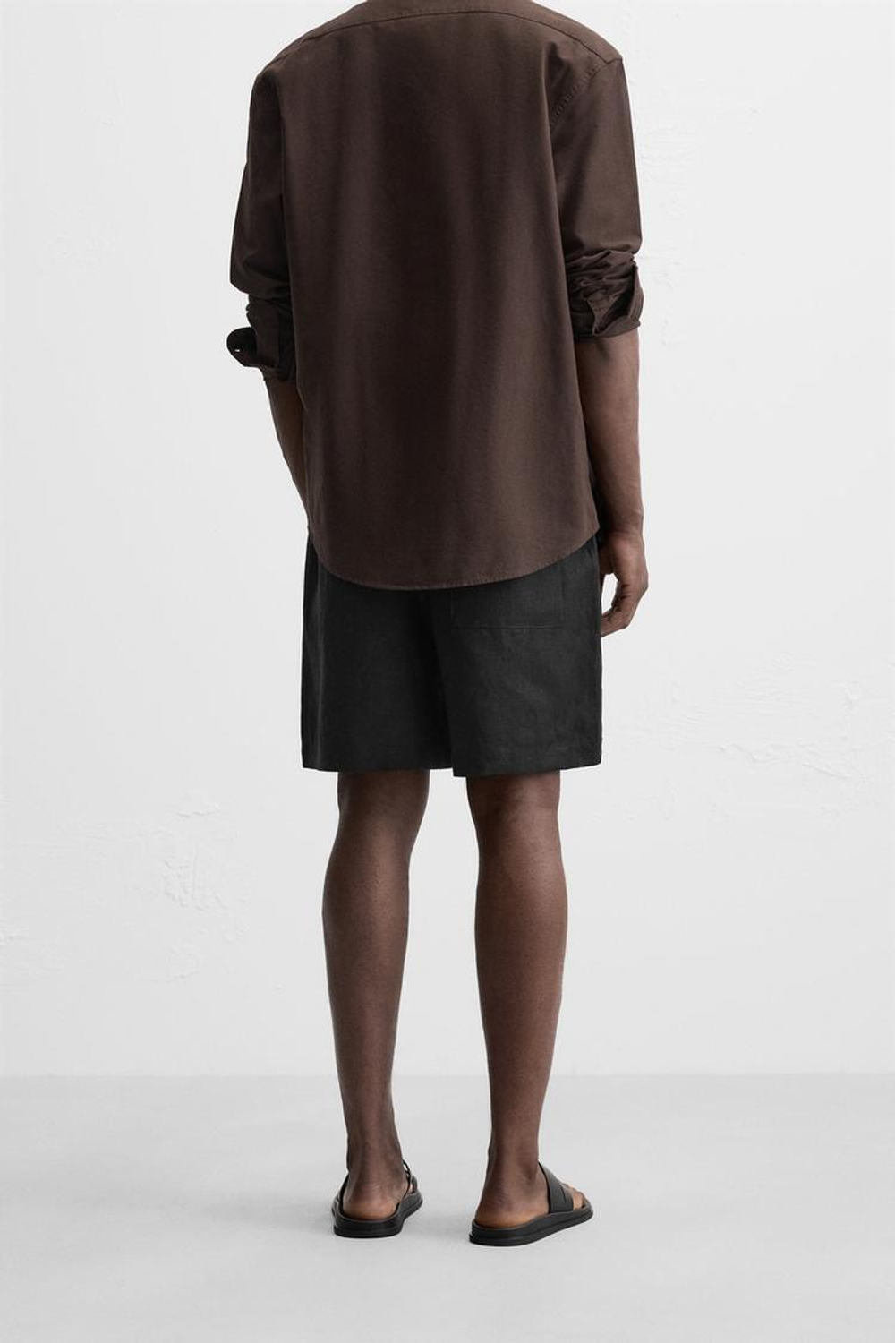 ZARA ШОРТЫ ИЗ 100% ЛЬНА, ЧЕРНЫЙ