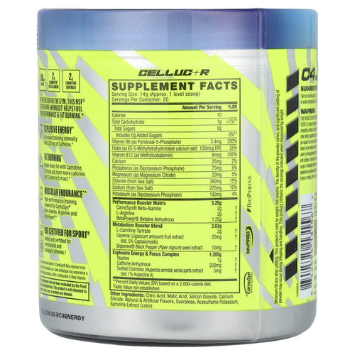 C4 / Cellucor, C4® Sport Ripped, предтренировочный комплекс, со вкусом снежного кокоса, 280 г (9,9 унции)