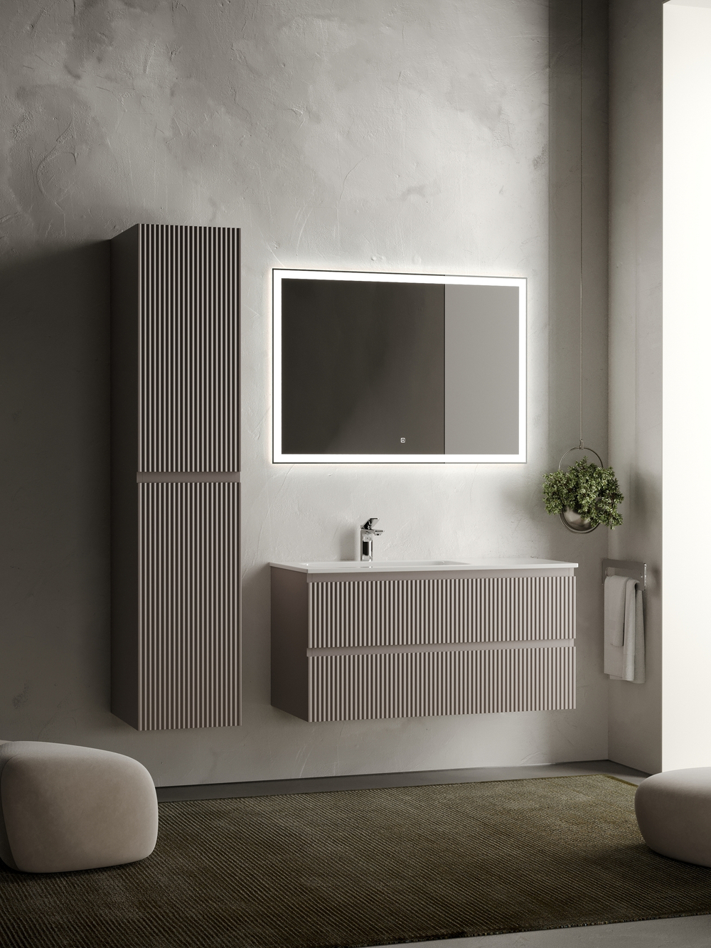 Тумба с раковиной Sancos Snob R 100 см SNR100LSM левая, doha soft