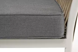 "Касабланка" диван 2-местный плетеный из роупа, каркас алюминий светло-серый (RAL7035) муар, роуп серо-коричневый 23мм, ткань серая 017