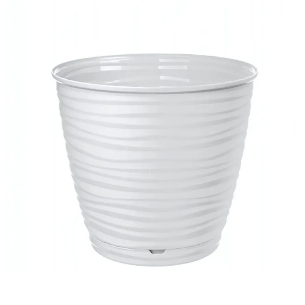 Горшок для цветов пластиковый 1,5л d-14,6см «Saffron» с поддоном белый