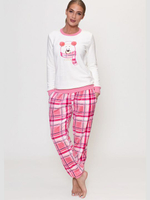 Уютная пижама с брюками в клеточку (Размер: L) (Цвет: белый с розовым)