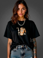 Футболка больших размеров с принтом стакан