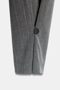 ZARA БРЮКИ СО СКЛАДКАМИ И ПУГОВИЦАМИ СНИЗУ, СЕРЫЙ/СИНИЙ