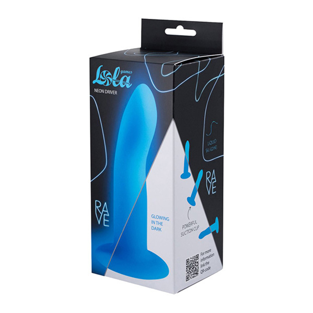 Синий светящийся в темноте дилдо 13,3см Lola Games Rave Neon Driver 5012-02lola