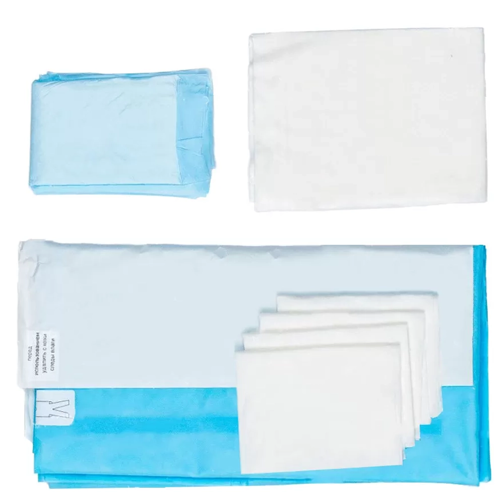 Комплект белья хирургического Новисет универсальный тип 3 стерильный (чехол на стол 1 шт., простыня с клейким краем 4 шт., салфетка 4 шт., клейкая лента 1 шт., простыня на стол 1 шт.)