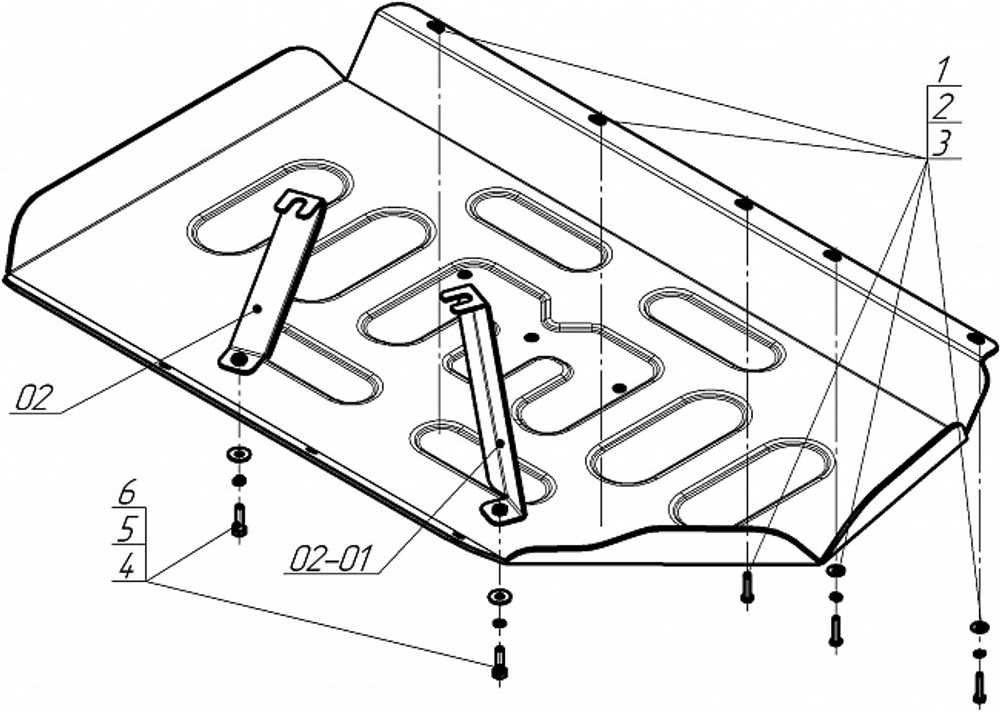 Защита топливного бака. 4 мм, Алюминий для Li Auto L7 2024-н.в., Motodor.349910