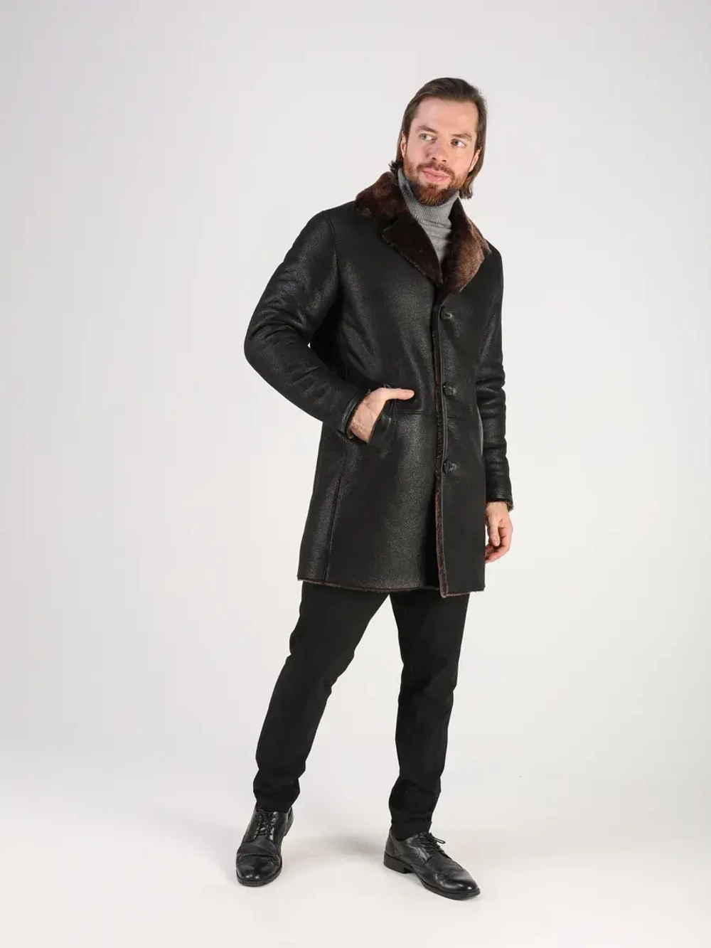 Дубленка зимняя натуральная длинная куртка