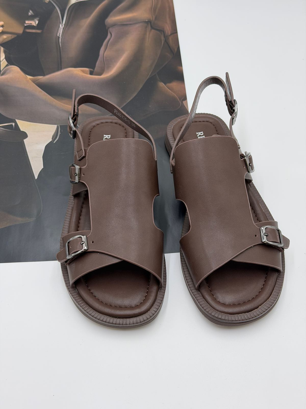 Босоножки женские натуральная кожа арт. PEAG 126-5 цвет "коричневый"