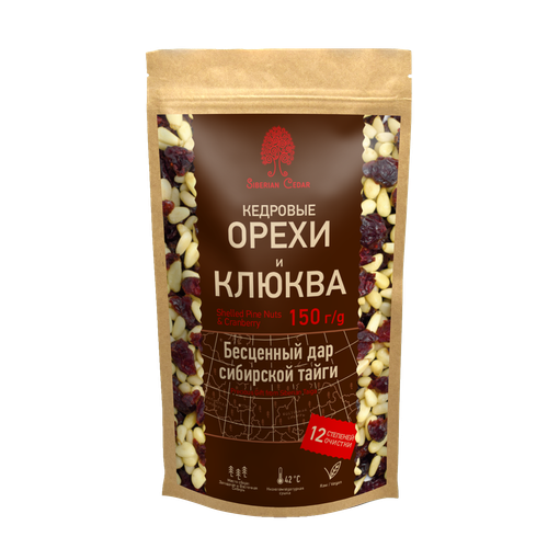 Смесь ядра кедрового ореха и клюквы вяленой / дой-пак / 150 г / Сибирский кедр