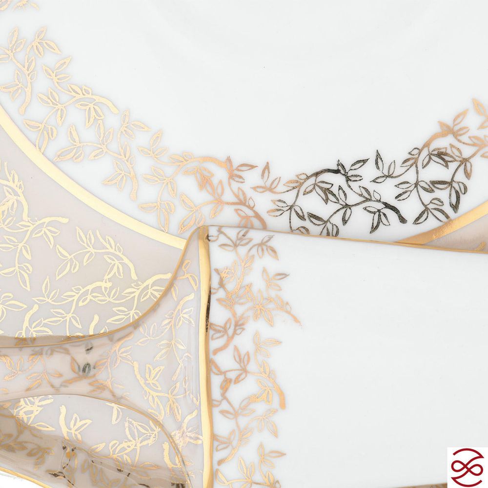 Тарелка для торта с лопаткой Queen's Crown ARISTOKRAT Лист Бежевый см