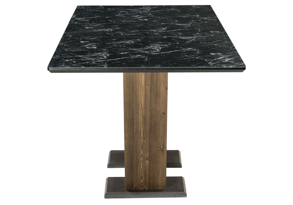 Стол на тумбе Иматра 140(180)х80х76 мрамор черный / черная шагрень