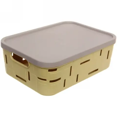 Корзина для мелочей с крышкой «Корсика» желтая 35х25х12,5см
