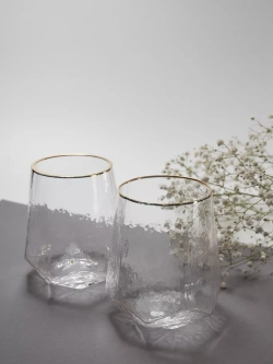 Набор шестигранных бокалов, 550мл, золотая кайма, 2 шт.