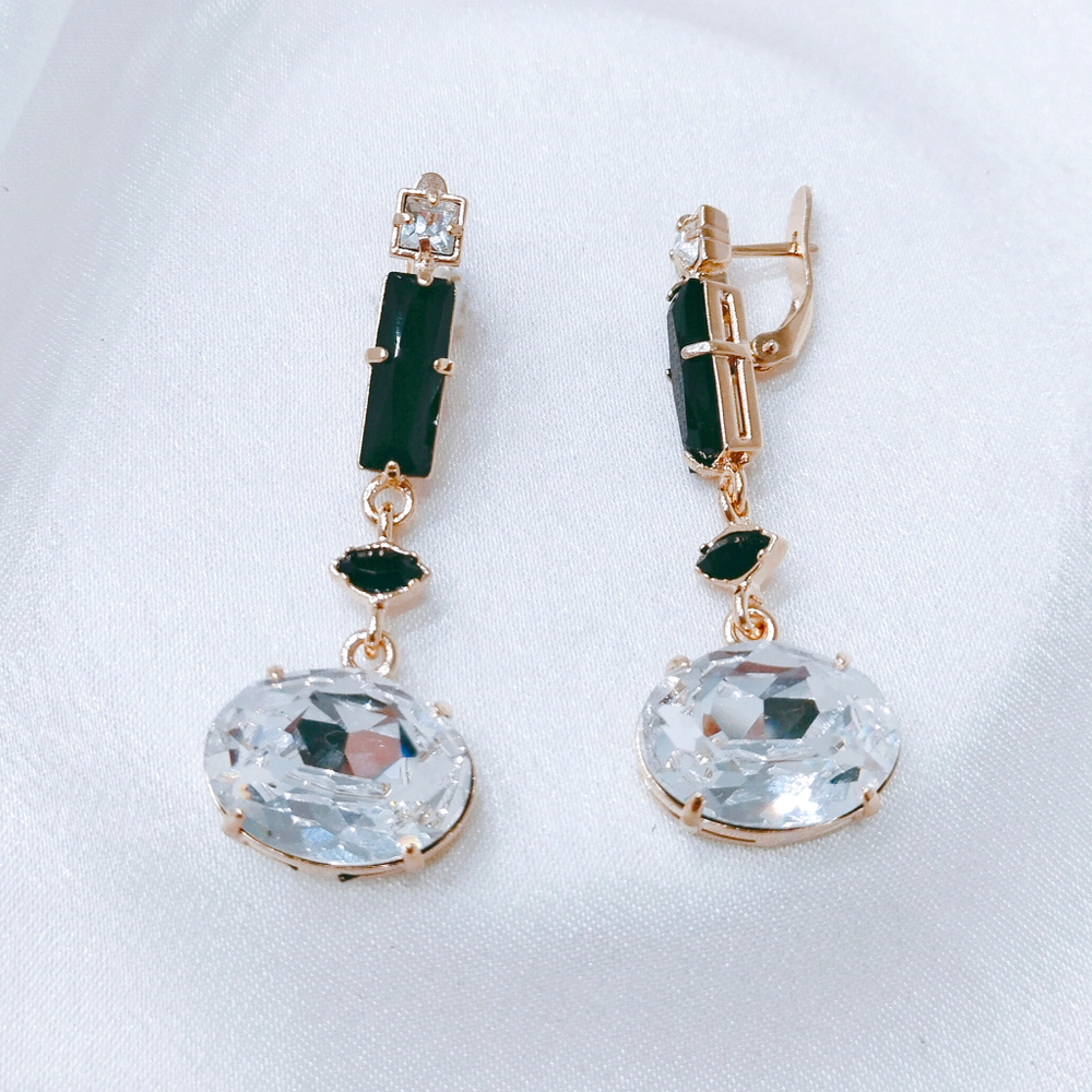 "Фару" серьги в золотом покрытии из коллекции "Серебряная сказка" от Jenavi  с английским  замком