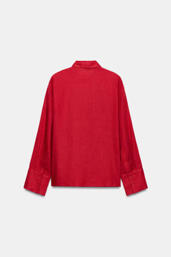 ZARA РУБАШКА ИЗ 100% ЛЬНА — ZW COLLECTION, КРАСНЫЙ