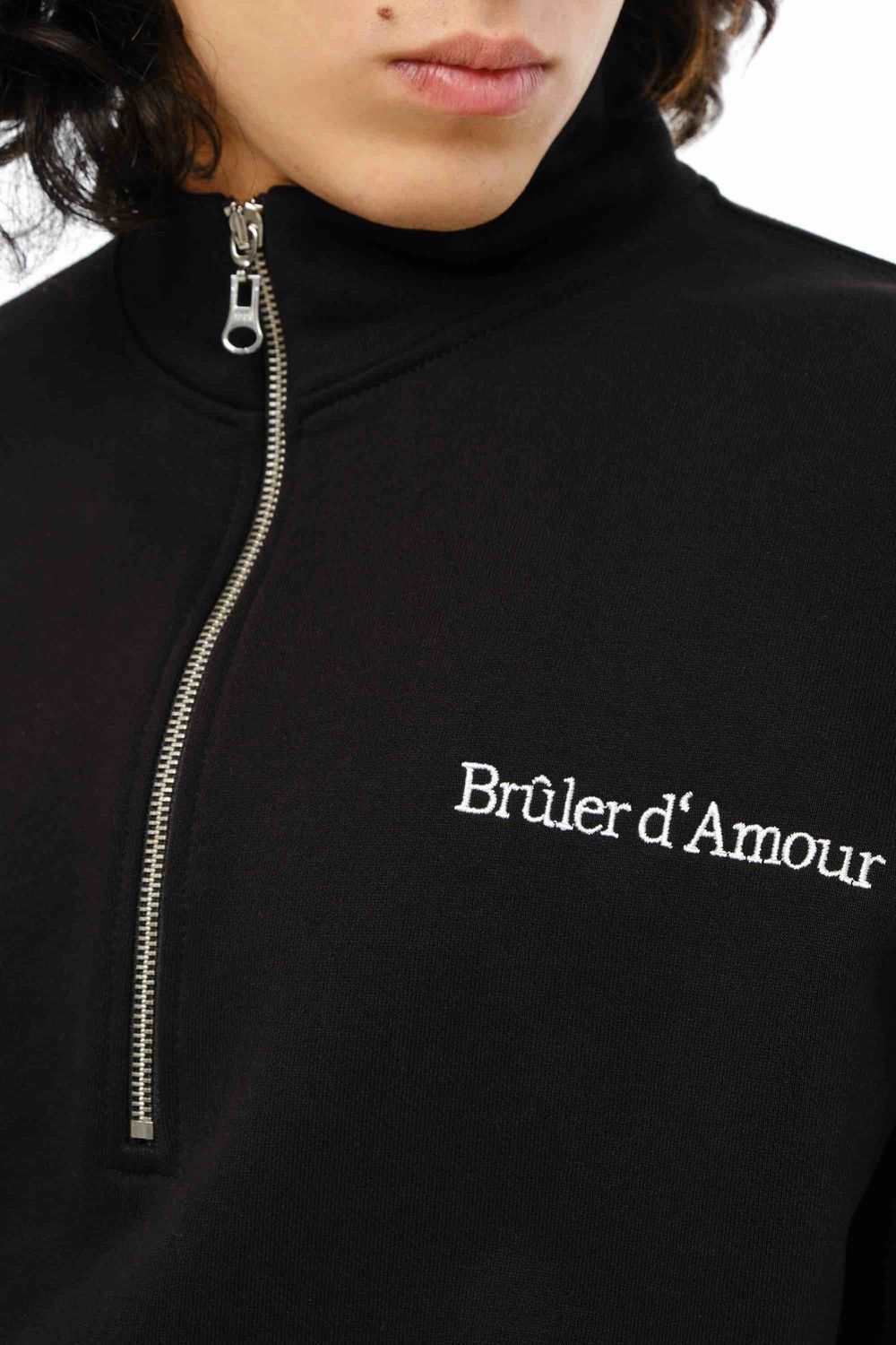 Купить Толстовка Bruler d'Amour Half-Zip Department of Love черная Толстовка Bruler d'Amour Half-Zip Department of Love черная