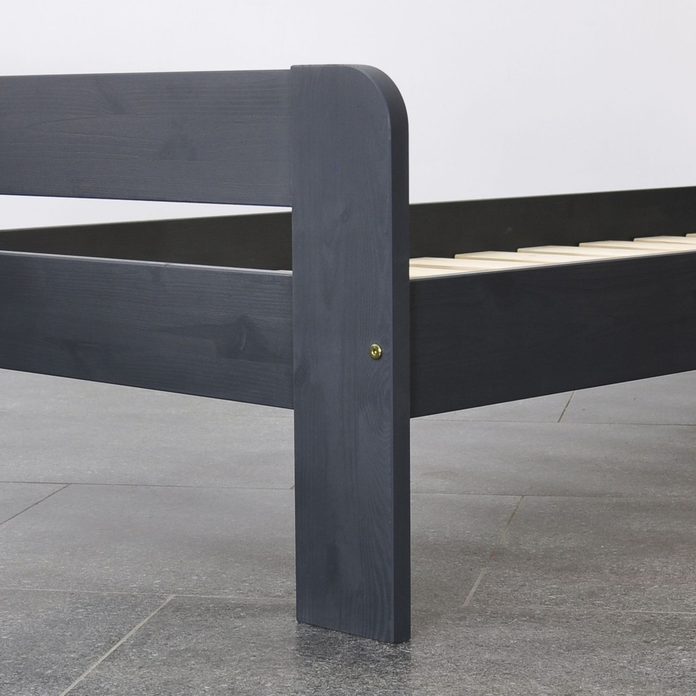 Кровать деревянная 90х200 Берт, односпальная, из сосны, цвет серый