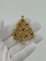 Брошь Ель с кристаллами