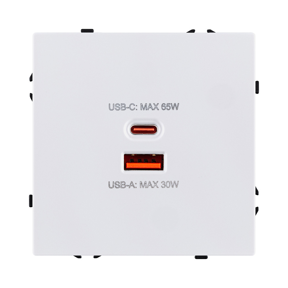 Розетка USB A+C 65W, белый глянцевый Kollinger Eclipse EC-024WG