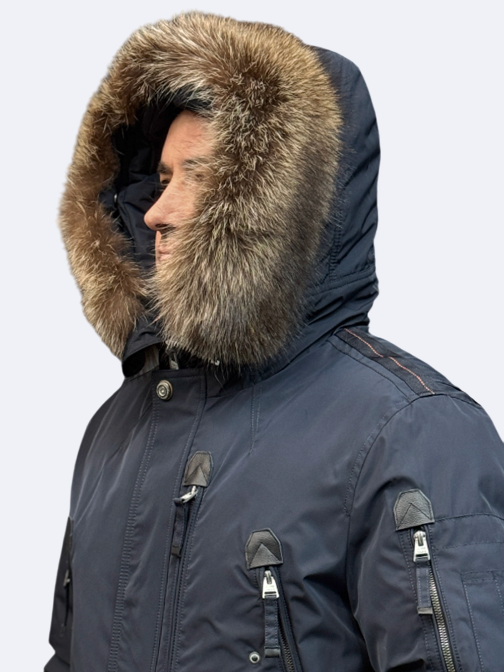 Пуховик зимний синий