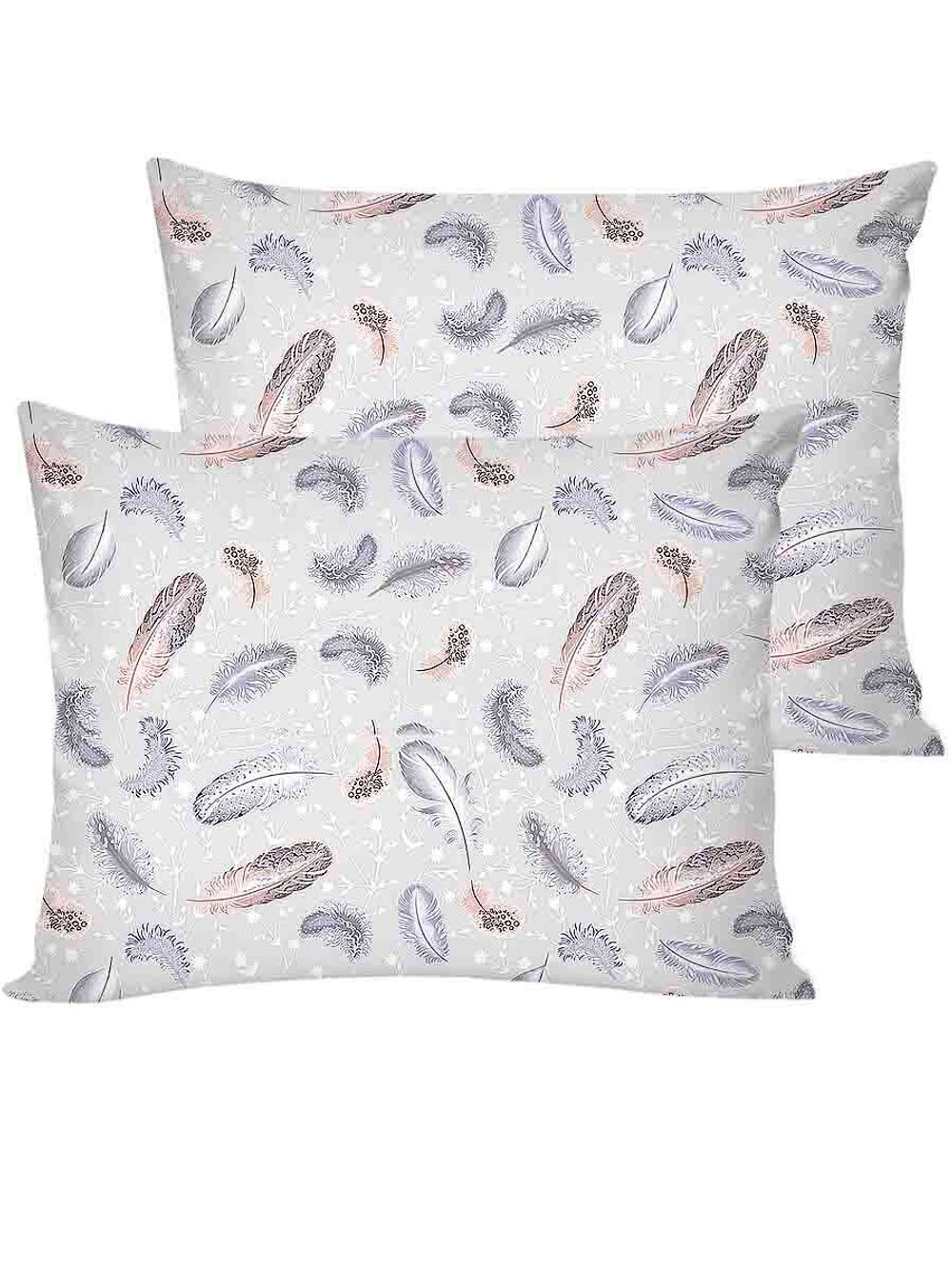 Постельное белье перкаль Сказка "Перышко" евро Наволочка 50х70 см 2 шт Простынь на резинке 180x200 см Пододеяльник 200x215 см