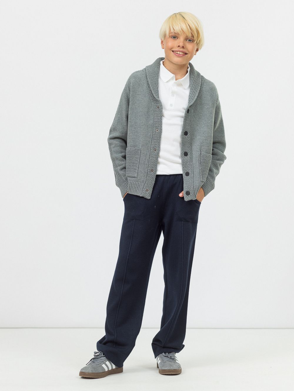 Кардиган для мальчика на пуговицах в школу AT1085 серый