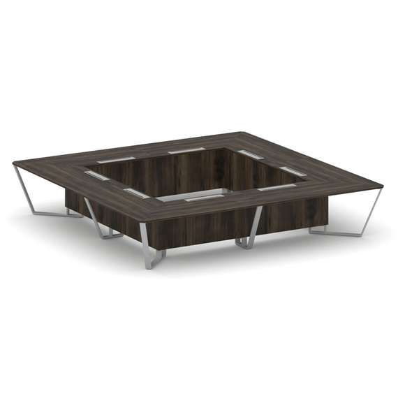 Steel Meet Стол переговорный квадратный KDK-PR.B.SP-20K2 Дуб Мали/Металл Серый 4000*4000*750
