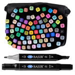 Маркер для скетчинга, двусторонние, Basir, четырёхгранные, 14 мм, спиртовые, 80 шт