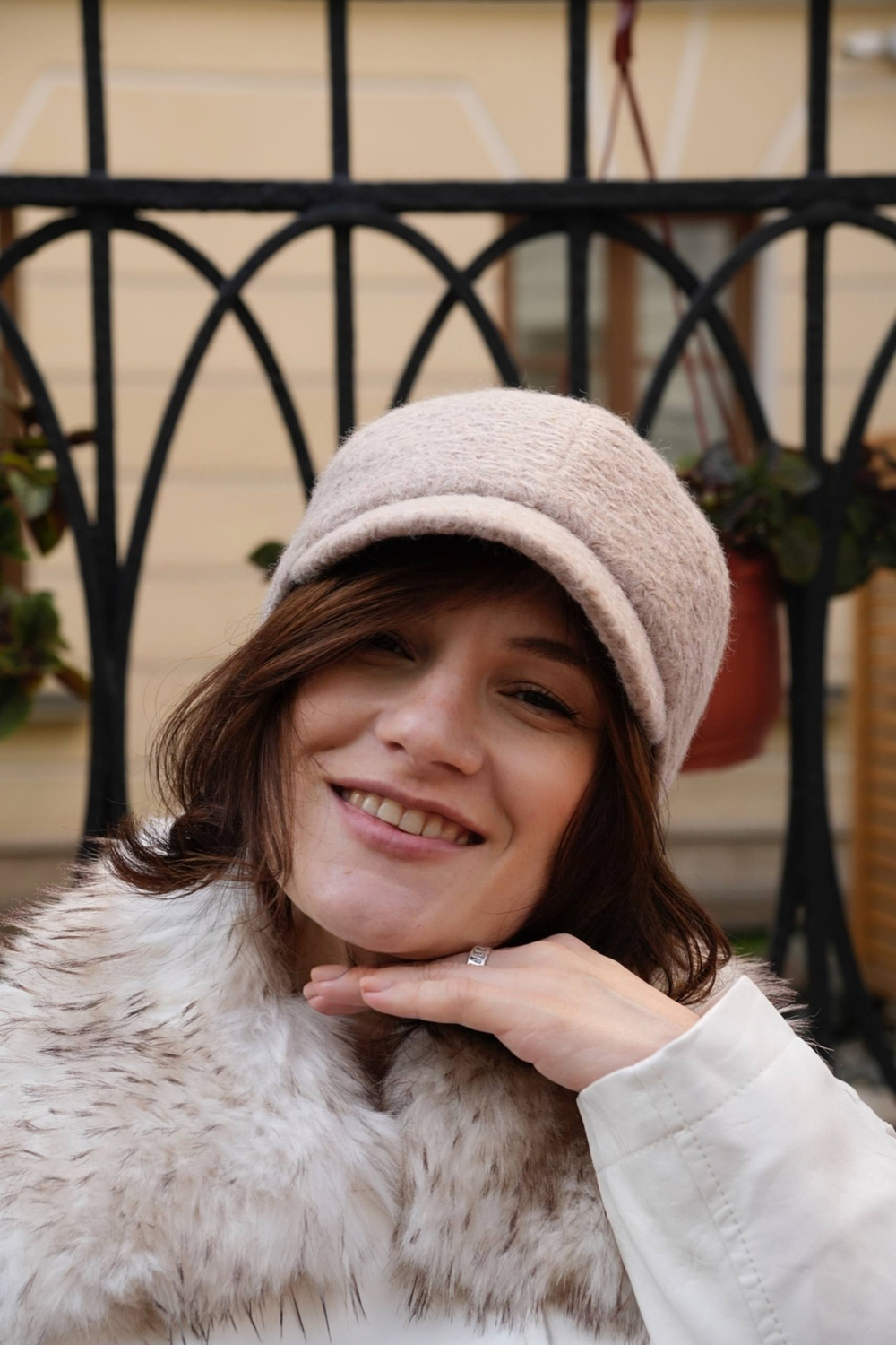 Кепи «кудряшка» мини беж