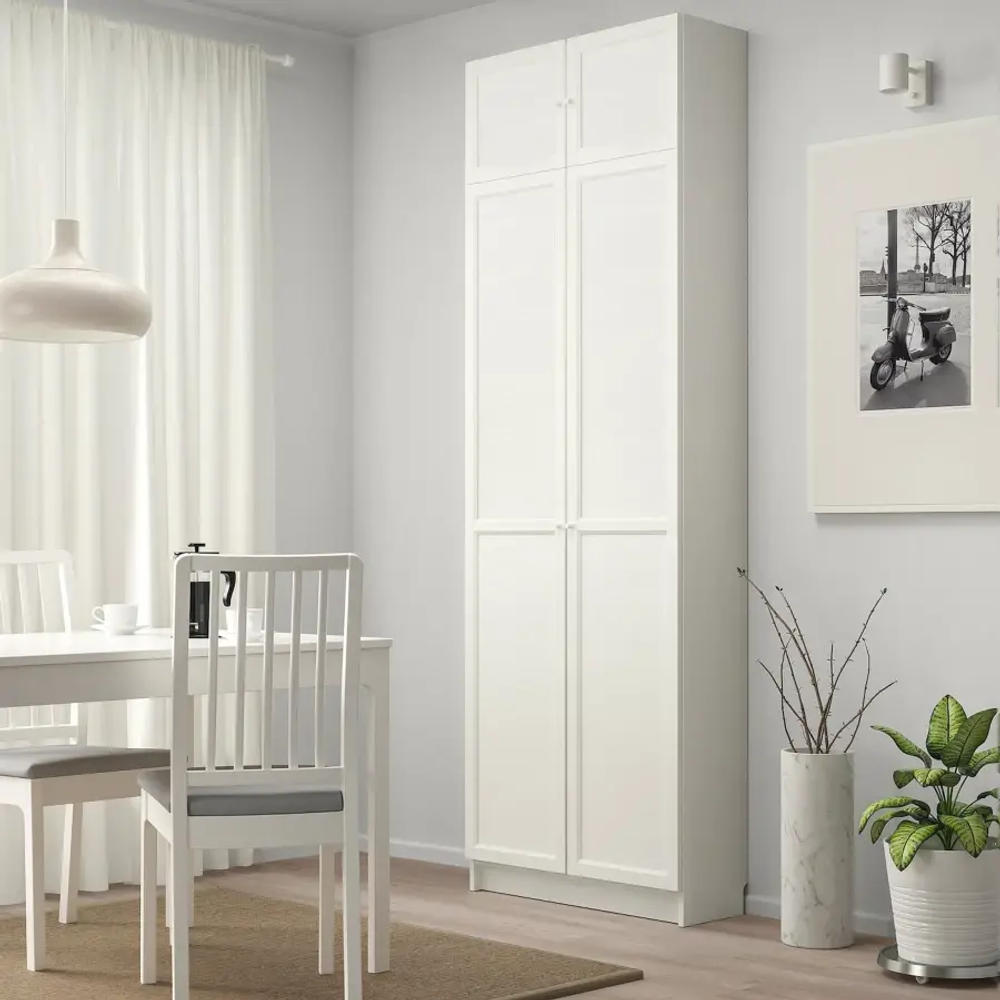 Книжный шкаф с дверцей - BILLY/OXBERG IKEA/ БИЛЛИ/ОКСБЕРГ ИКЕА, 30х80х237 см, белый