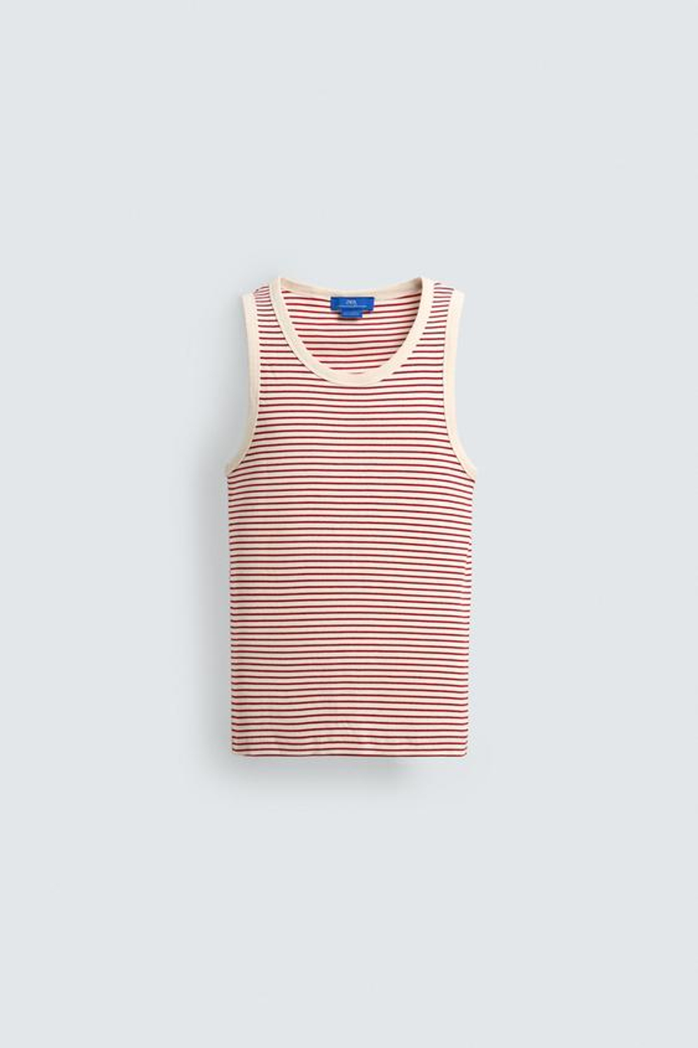ZARA Х AARON LEVINE МАЙКА В ПОЛОСКУ ЖАККАРД, ЭКРЮ/КРАСНЫЙ