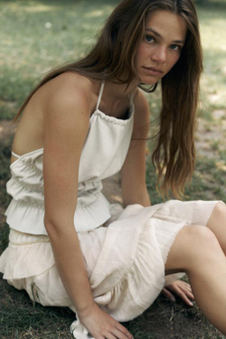 ZARA ЮБКА ИЗ ЖОРЖЕТА С ВОЛАНАМИ — LIMITED EDITION, ЖЕЛТОВАТО-БЕЛЫЙ