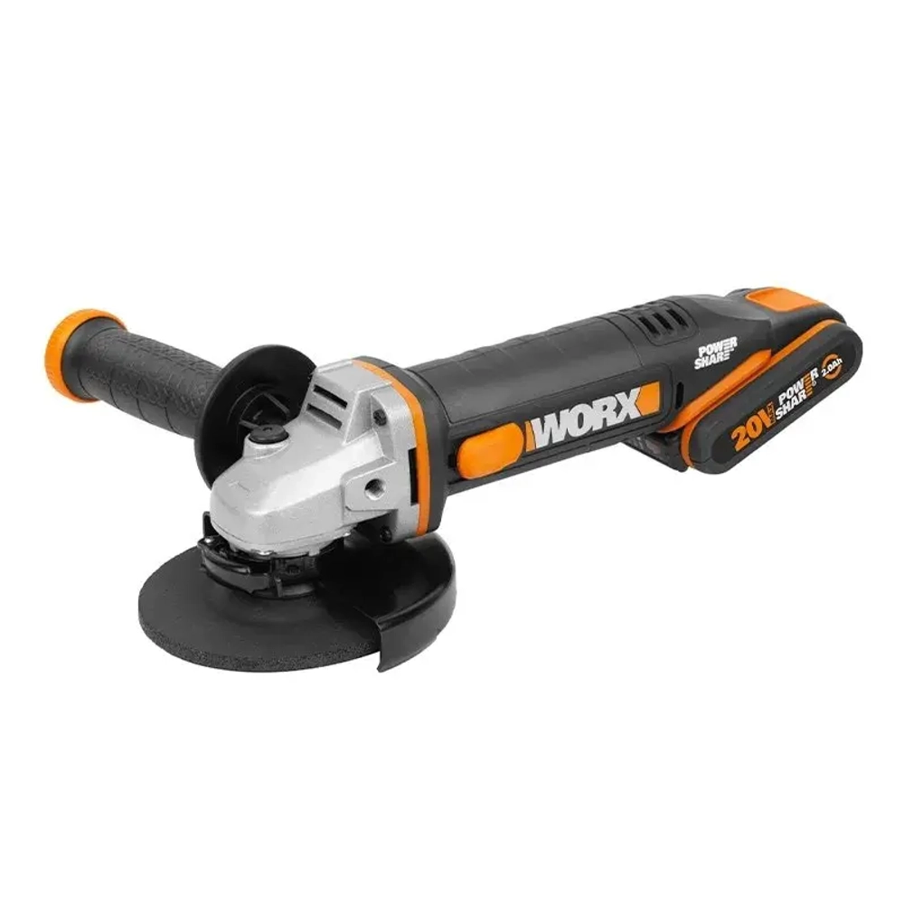 WORX WX803 аккумуляторная угловая шлифмашина (1 x 4 Ач, 1 x 2 Ач, ЗУ)