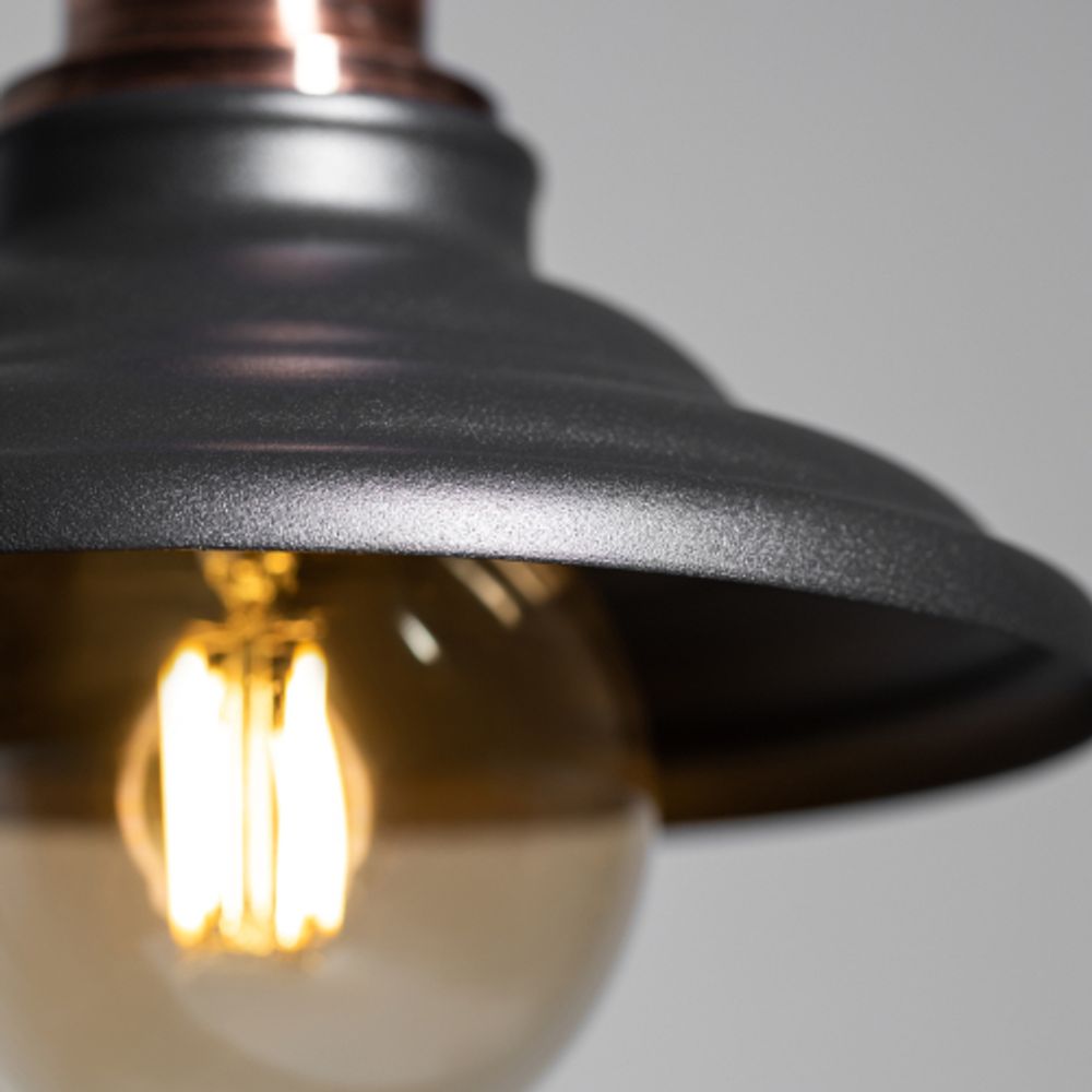 Светильник подвесной ЭРА PL4 BK/RC под лампу E27 высота плафона 80мм подвеса 800мм черный/медь